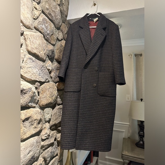 HARVE BERNARD Long Wool houndstooth pea coat. Size L. Excellent condition. - Picture 5 of 12